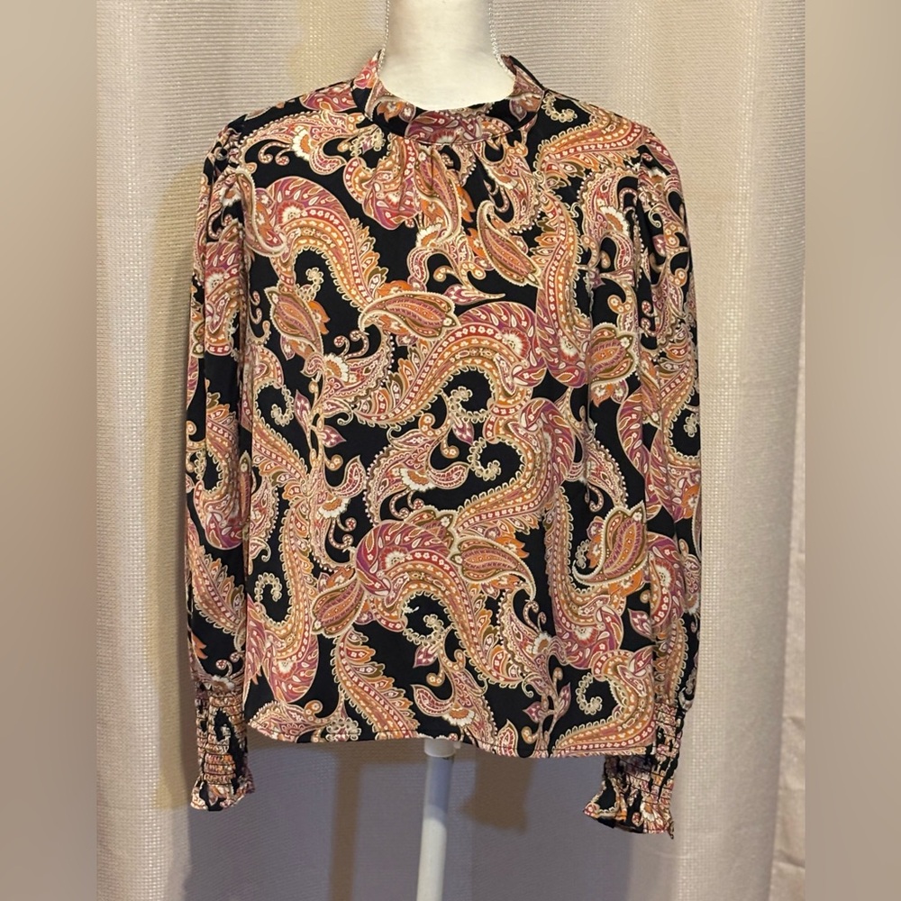 WHO WHAT WEAR - Paisley Long Sleeve Blouse